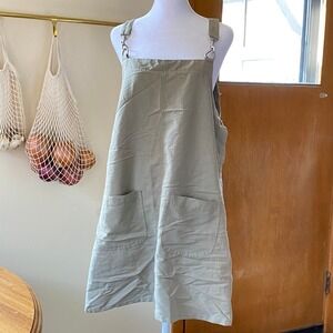 Vintage 1990s Lyocell Pinafore Overall Mini Dress Medium Utility Granola Lagen